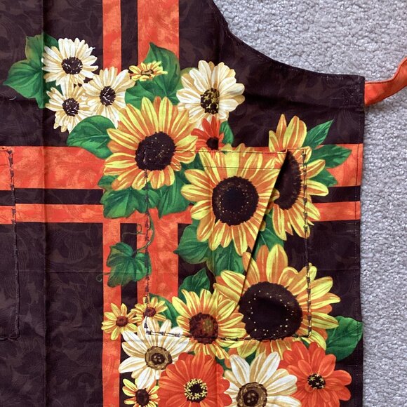 NWOT Handmade Apron with Pockets Size S Sunflowers Fall Colors Kitchen Linens - Picture 2 of 4